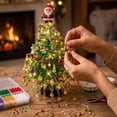 thumbnail image 6 of Aoznliie DIY Christmas Tree Kit, Santa Topper Beaded Tabletop Xmas Tree with Lights, 8x6 Inch Handmade Craft Decor for Shelf Desk, Green, 6 of 7