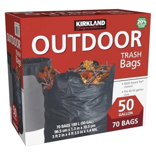 Kirkland Signature 50 Gallon Outdoor Trash Bag 70 Count