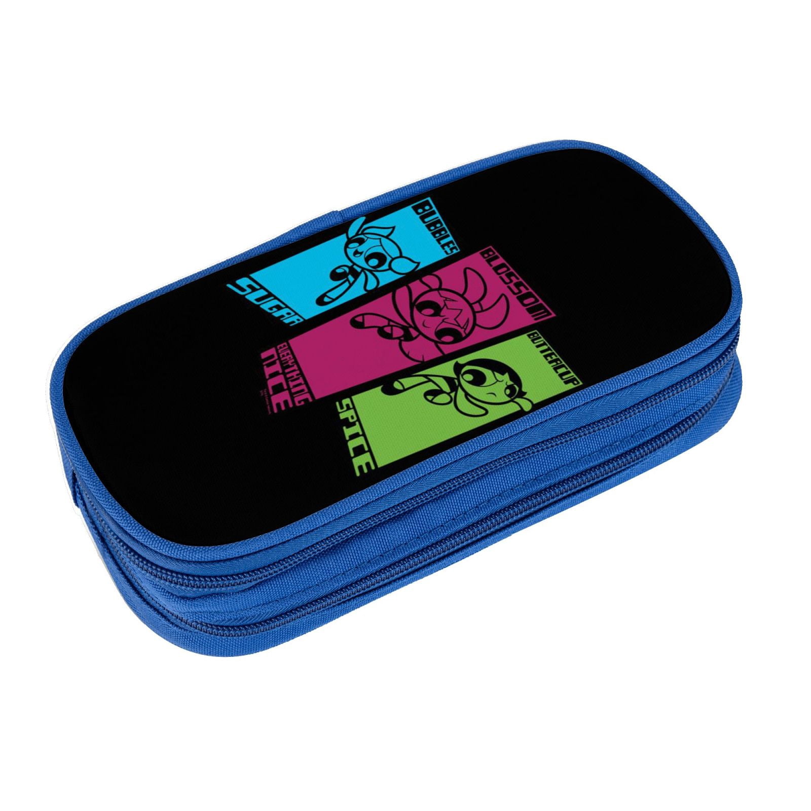 The Powerpuff Gi-rls Pencil Case Large Capacity Pencil Pouch Penbag Office Stationery Organizer Travel Makeup Bag Blue