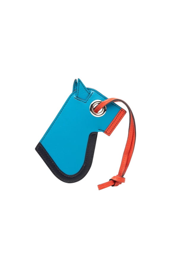 Pre-Owned Herms Camaieu Accessory Bag Charm Keychain Blue Zanzibar Orange Poppy Tadelakt...