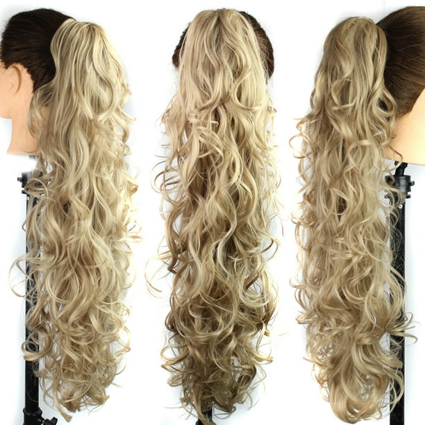 Fiudx Extensiones de Cabello Ondulado En Clip y Cola En Caballo Rizada En Mandíbula En Forma de Garra