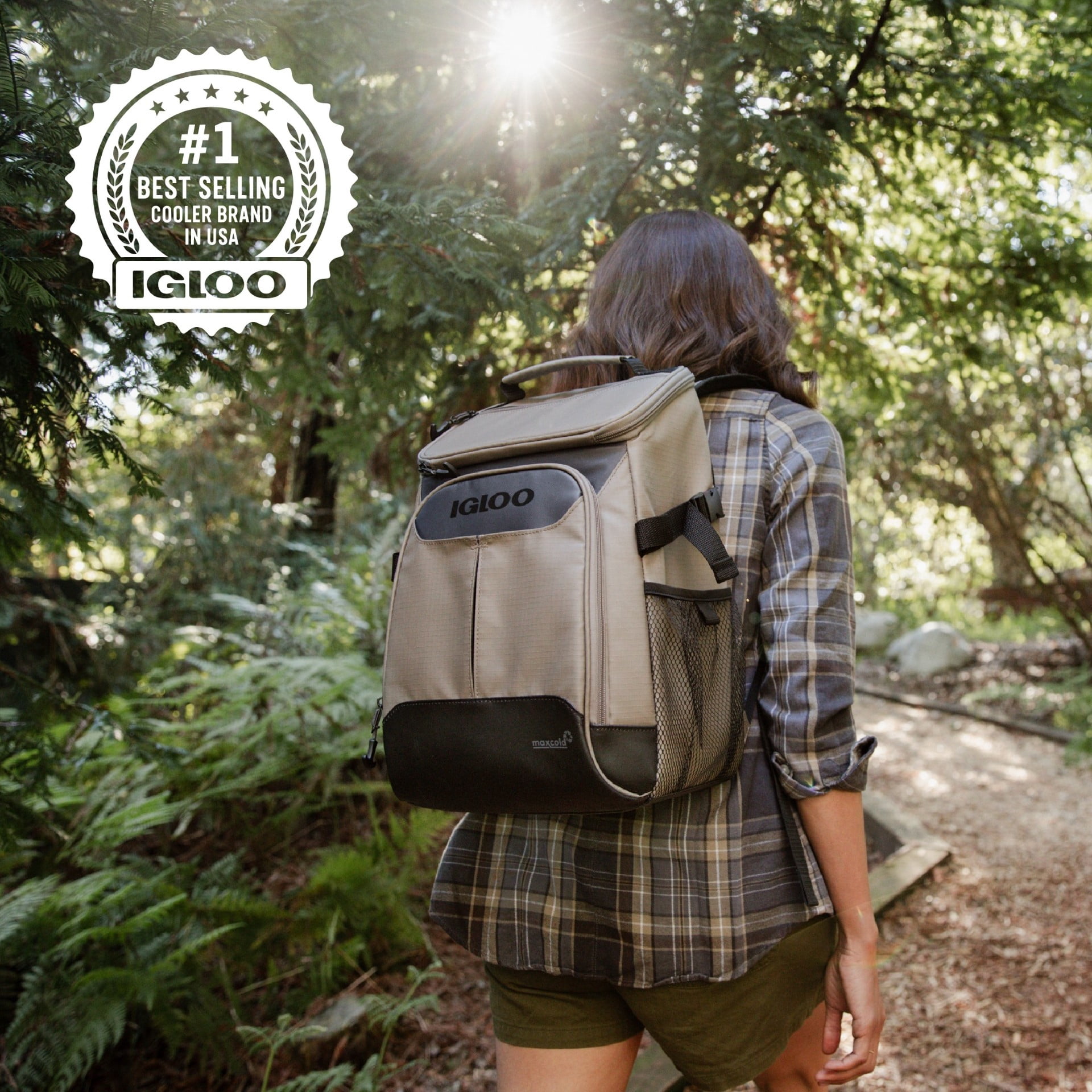 Igloo Trek Backpack Soft-Sided Cooler with 24 Can Capacity in Sandstone Tan