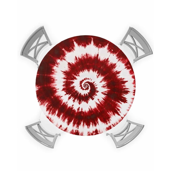 nqOlkjepod Red Ombre Round Tablecloth, Fitted Table Cover with Elastic for 36"-44" Round Tables, Farmhouse Chic Tie Dye Abstract Retro Art Table Cloth Outdoor Dinning Party Waterproof Tablecloths