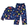 thumbnail image 3 of Nintendo Super Mario Kid's AOP Icons Print 2-Piece Long Sleeve Button Down Coat Elastic Waist Pajama Pant PJ Sleep Set, 3 of 7