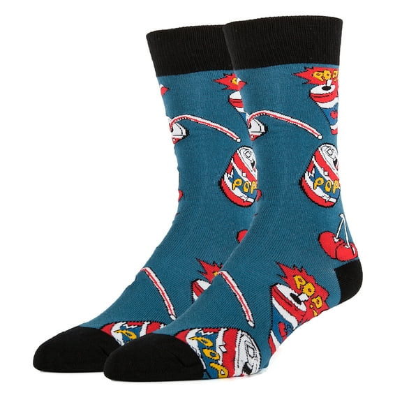 Oooh Yeah Men's Funny Crew Socks, Colorful Dress Socks, Cherry Pop Soda, One Size
