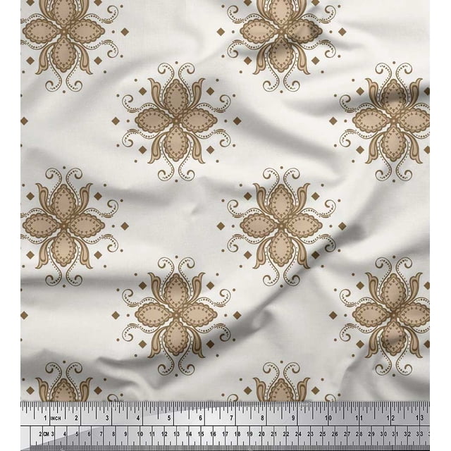 Soimoi Rayon Fabric Flower Artistic Printed Fabric 1 Yard 42 Inch Wide