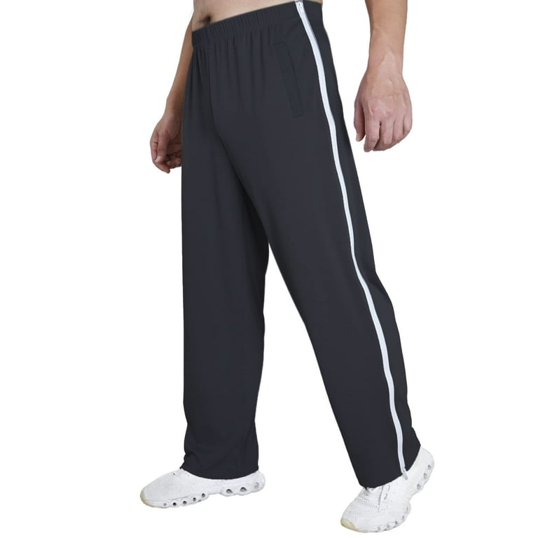 Tear Away Pants for Men Side Zipper Sweatpants Zip Leg Breakaway Sweat  Athletic Pants Post Surgery Recovery Pants Black