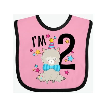 

Inktastic I m Two- cute llama second birthday Gift Baby Boy or Baby Girl Bib