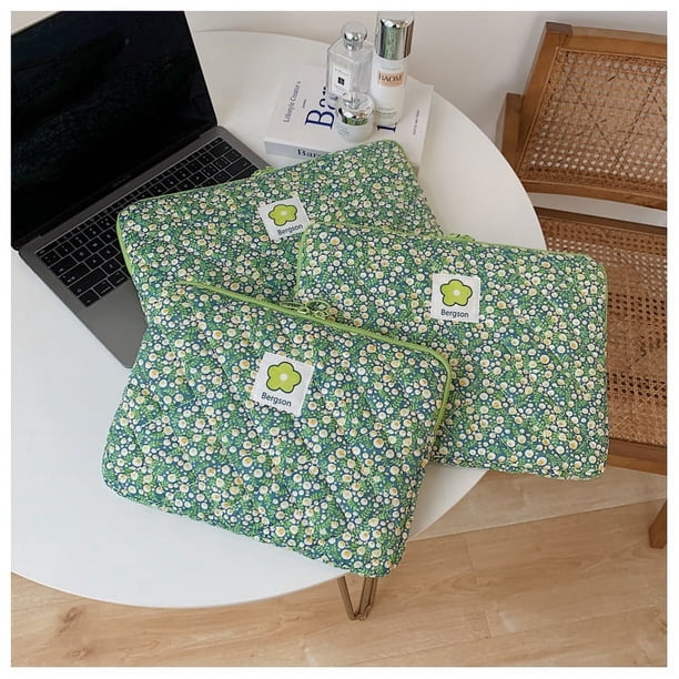 Bolso de mano con diseño floral a cuadros, bolso para portátil de 13 pulgadas, bolso para tableta y iPad de 11 pulgadas