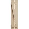 thumbnail image 2 of Ekena Millwork 11 1/2"W x 90"H Rustic Two Board Spaced Board-n-Batten Sandblasted Faux Wood Shutters w/Z-Board (Per Pair), Primed Tan, 2 of 11
