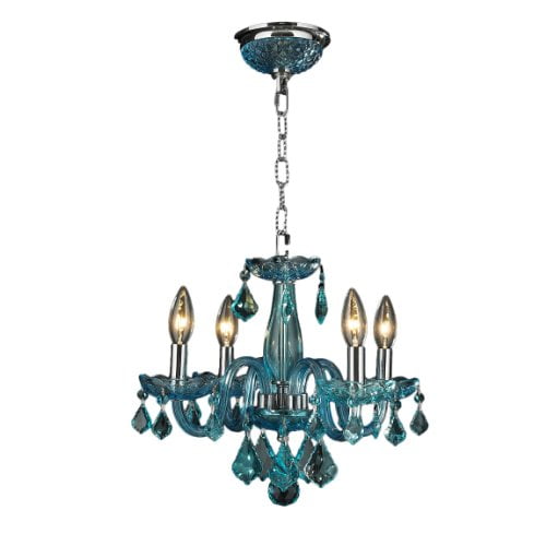 Clarion Collection 4 Light Chrome Finish and Coral Blue Turquoise Crystal Chandelier 16
