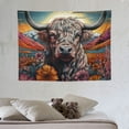 thumbnail image 4 of GOSMITH  Highland Cow Tapestry Western Bull Wall Decor Floral Cattle Farmhouse Country Animal Wildlife Rustic Funny Longhorn Art Wall Hanging Bedroom Living Room Dorm Decor Fabric, 4 of 7