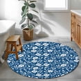 thumbnail image 3 of Round Rugs 4Ft, Blue White Floral Round Area Rug Washable Indoor Throw Carpet, Farmhouse Retro Botanical Leaves Soft Non Slip Circle Rug for Kitchen Nursery Room Home Decor Aesthetic, 3 of 8