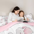 thumbnail image 5 of Homewish Kawaii Elephant Full Size Comforter Sets,Rustic Butterflies Bedding Comforter Set,Pink Gray White Bedding Sets For Girls Kids,Super Cozy Room Decor Reversible,3 Pieces, 5 of 8