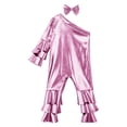 thumbnail image 3 of TTAO Toddler Girls Holographic Full Body Suit Disco Outfit Metallic Hippie Jumpsuit Sparkly Flare Pants Romper Pink 18-24 Months, 3 of 7