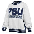 thumbnail image 2 of Women's Pressbox Heather Gray/Navy Penn State Nittany Lions Endzone Crewneck Sweatshirt, 2 of 3