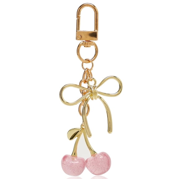 Januofit Cherry Keychain Cute Bag Charm Women Leather Keyring Car Keys Gift Mother's Day Birthday Valentine's Purse Accessory