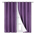 thumbnail image 3 of 2 Piece panel room darkening thermal foam lined blackout heavy thick wIndow curtain top grommets purple 84" inch length for bedroom, 3 of 3