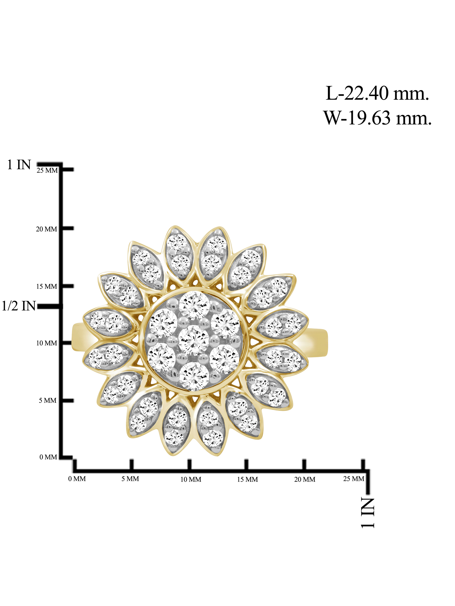 JewelersClub 1.00 Carat T.W. White Diamond 14K Gold Over Silver Flower Ring