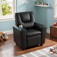 thumbnail image 1 of Costway Kids Recliner Chair with Cup Holder & Side Pocket Adjustable Backrest Footrest Black, 1 of 10