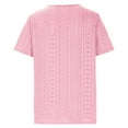thumbnail image 5 of Scyoekwg Womens Tops Trendy Casual Round Neck Button Eyelet Shirts Summer Lightweight Solid Color Comfy Comfy Loose Short Sleeve T Shirts Blouses (Pink,XL), 5 of 5
