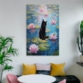 thumbnail image 6 of Monet Style Canvas Painting Black Cat Standing on Lily Pads Wall Art Bathroom Decor Art Poster Canvas Painting Decor Wall Print Photo Gifts Home Modern Decorative Posters 20x30inch(50x75cm), 6 of 6