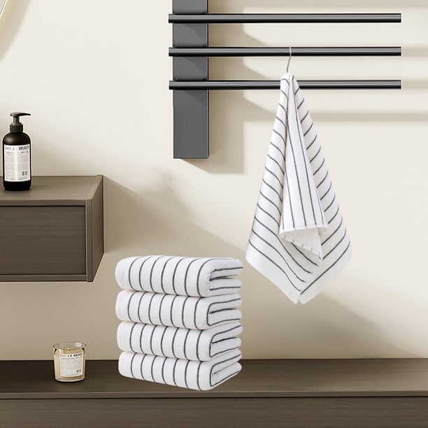 Juego de toallas de baño - Toallas de poliéster suave y absorbente de 5 piezas, grises y blancos, 29,5x13,8 pulgadas, de secado rápido para baño, spa y piscina
