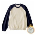 thumbnail image 2 of USNSM Men's Raglan Sleeve T-Shirt Casual Plus Velvet Color Block Loose Knitting Cotton Shirt Round Neck Long Sleeve Pullover Navy L, 2 of 6