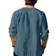 thumbnail image 3 of pstuiky camisa de manga larga para hombre, Camiseta informal de manga larga con cuello redondo y bordado, con hombros descubiertos y lazo en el pecho, para hombre salir tops xxl, 3 of 8