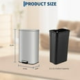 thumbnail image 6 of Touch-Free Rectangular Trash Can - Stainless Steel Step Pedal Bin with Soft Close Lid, Removable Bucket & Odor Control for Kitchen, Bathroom, Office, Living Room, 6 of 7