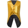 thumbnail image 2 of Hansber Sequins Dance Vest Tops for Boys Jazz Hip-hop Dance Jacket Sparkly Waistcoat Disco Party Dress Up Gold 8, 2 of 4