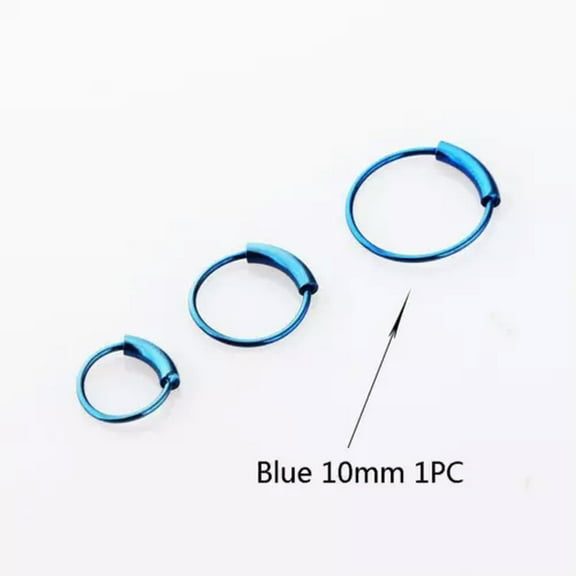 K-KED Unisex Septum Stainless Steel Ring Nostril Body Delicate Jewelry O Shaped Nose Ring Hoop-blue 10mm