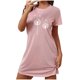 thumbnail image 2 of Camisón corto de mujer, vestido de largo medio con estampado de moda, camisón corto extragrande de mujer, camisón de manga corta con estampado de pecho a la moda, camisón de mujer, 2 of 6