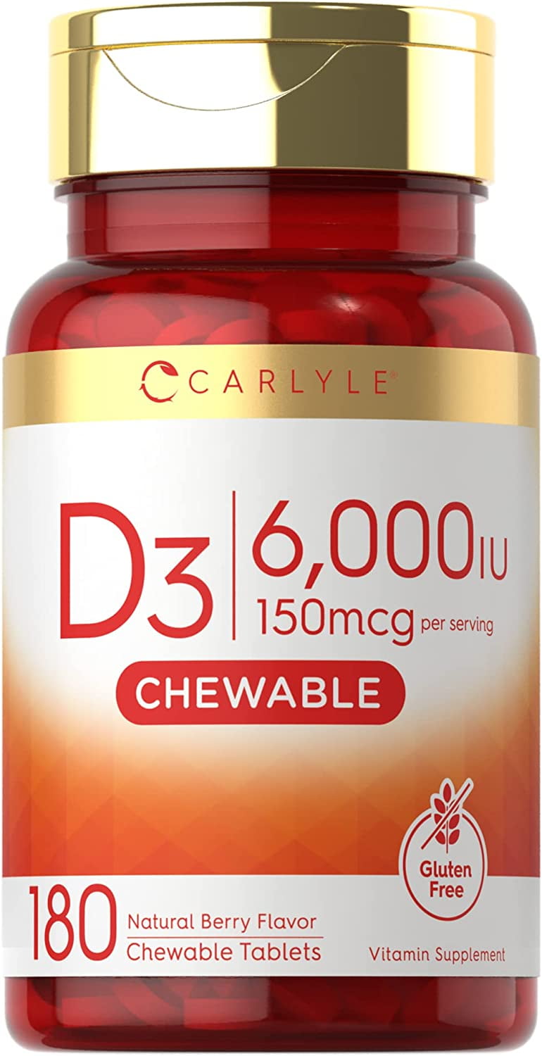 Chewable Vitamin D3 6000 IU 180 Vegetarian Tablets Natural Berry