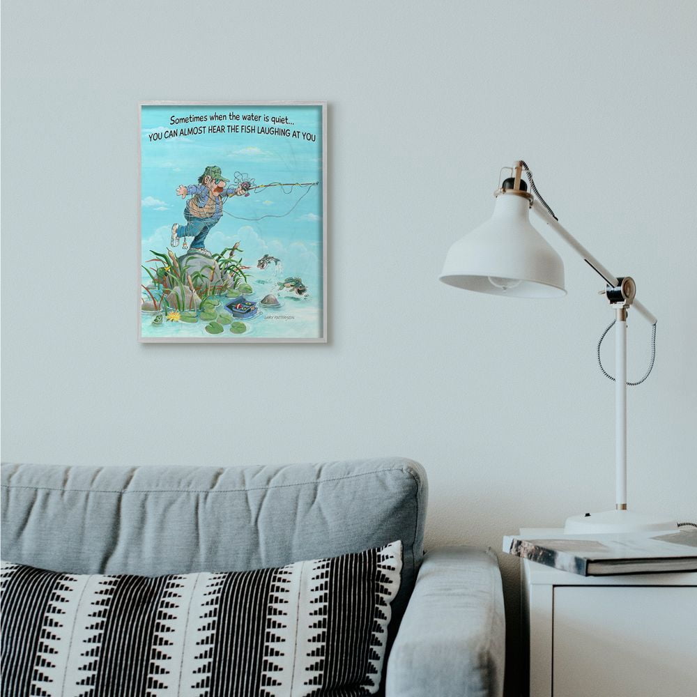 Stupell Industries Fish Laughing Funny Sports Fishing Cartoon Design Framed Wall Art by Gary Patterson