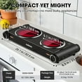 thumbnail image 2 of CUSIMAX 1800W Portable Double Burner Hot Plate,Electric Stove with Adjustable Temperature Control, Ceramic Glass Infrared Cooktop, Compatible with All Cookware, 2 of 8