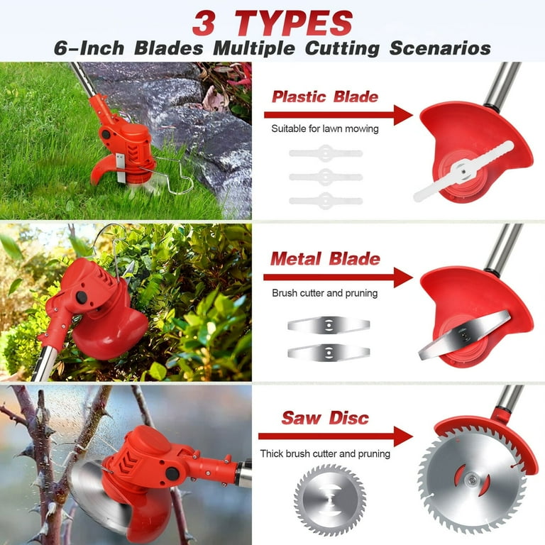 Cordless Weed Eater with Electric Motor Metal Blades and Fast Charger for Lawn Yard Garden Walmart