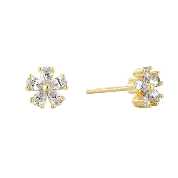 Dainty Zirconia Flower Stud Earrings For Women Gold Plated Earrings Jewelry For Daily Wear Gift For Her
