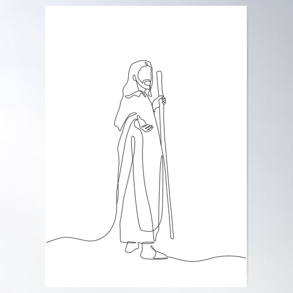 One Continuous One Drawn Line Art Doodle Of A Spiritual Jesus Christ, Jesus Portrait, Wall Art, Jesus Wall Art, Jesus Poster Poster Wall Art, Modern Wall Decor For Living Room Bedroom, 24x36 UNFRAMED