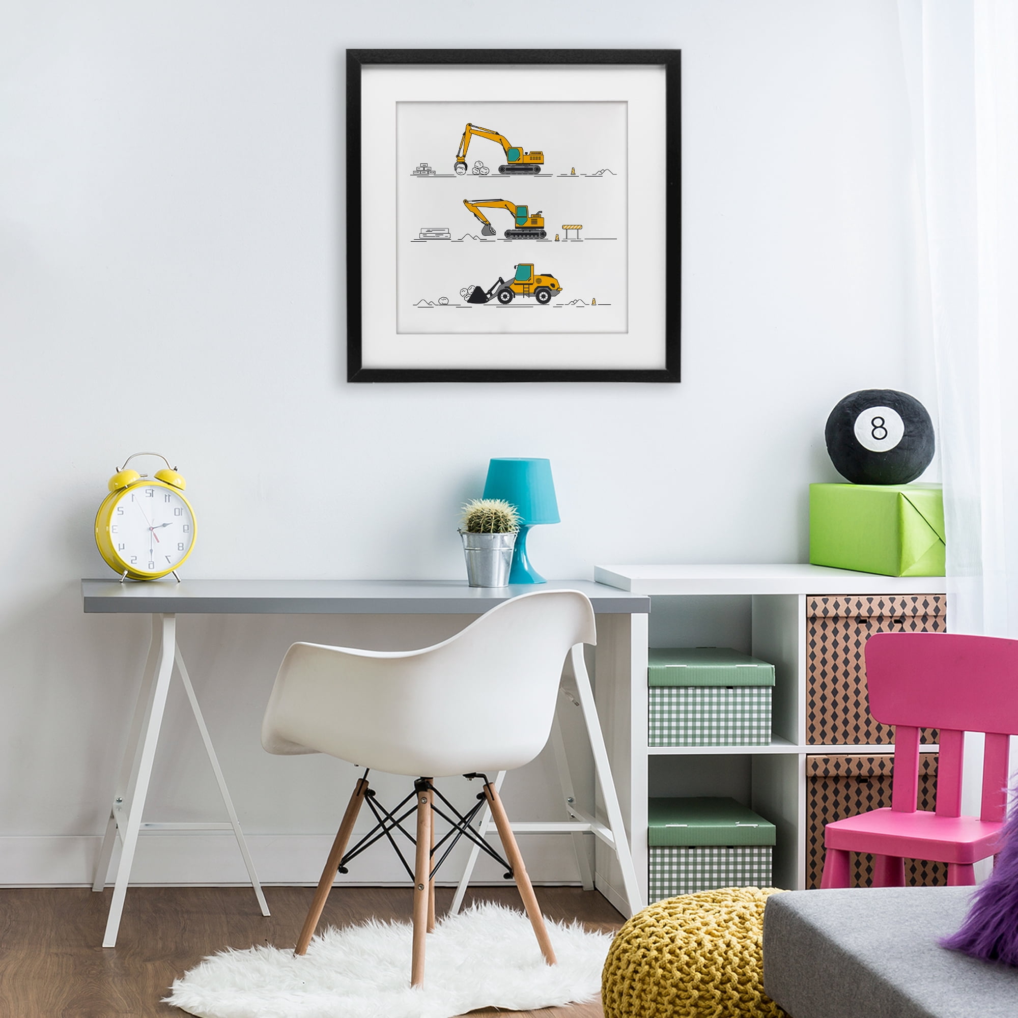 Stupell Industries Construction Digs Machine Black Framed Print Under Glass, design by Creative Studio