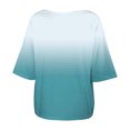 thumbnail image 4 of Gibobby Playera Termica Para Mujer Blusa holgada bohemia de verano para mujer, camiseta de talla grande con hombros descubiertos y degradado（Aqua， XXXL), 4 of 5