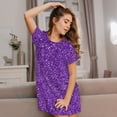 thumbnail image 3 of Uemuo Glitter Purple Pattern Women’s Nightdress – Casual Sleep Shirt, Soft Relaxed Fit Short-Sleeved Cotton Sleepwear for Home, Bedtime, and Lounging, 3 of 6