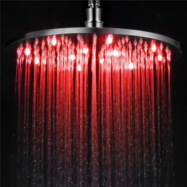 ALFI brand LED12R - BN 12 in. Round Multi Color LED Rain Shower Head, Brushed Nickel