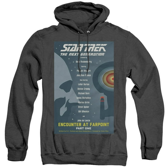 Star Trek Tng Season 1 Episode 1 Adult Heather Hoodie Sweatshirt Black