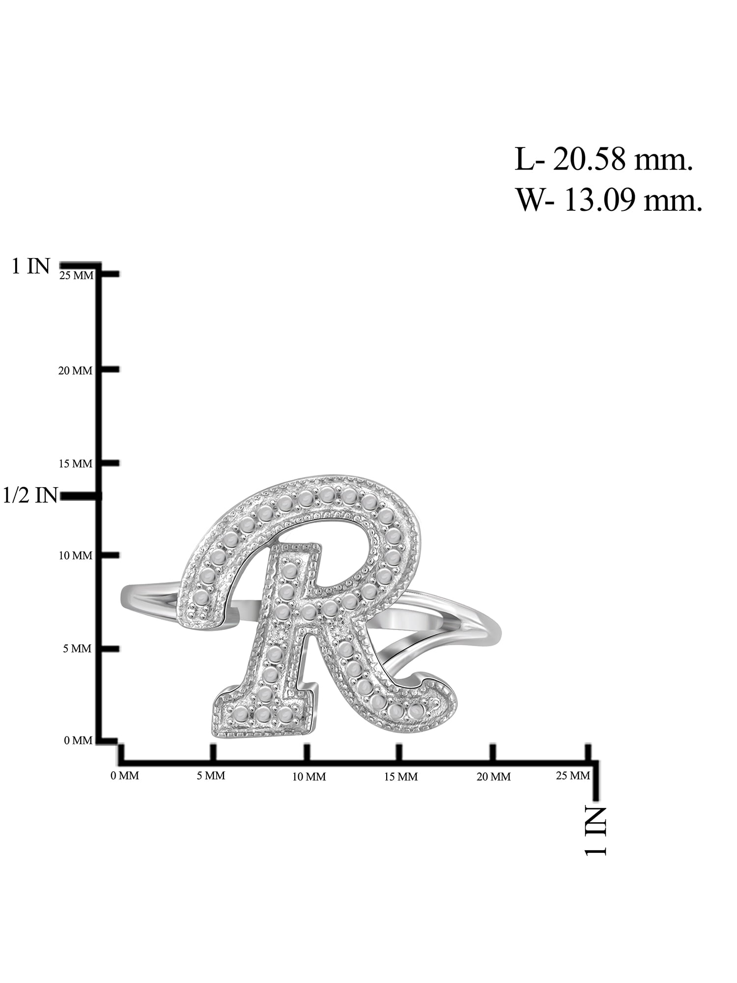 JewelersClub Accent White Diamond Initial Letter Ring for Women |  Customizable Sterling Silver R Alphabet Monogram Ring for Girls | Cursive  Script Capital Letters | Personalized Jewelry Gift for Her - Walmart.com, image size:1500x2000
