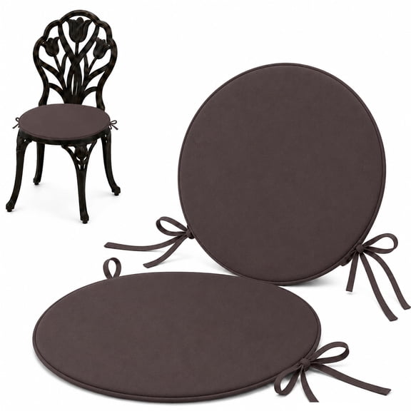 Zlinib Round Chair Cushions for Outdoor Furniture, 2 Pack Outdoor Round Chair Cushions with Ties, Waterproof Non Slip Round Seat Cushions for Patio Bistro Garden Dining Chairs, 15 Inch