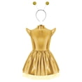 thumbnail image 3 of Raenseen Kids Girls 2pcs Alien Dress Up Outerspace Robot Outfit Flying Sleeve Twirl Swing Dresses Gold 16, 3 of 6