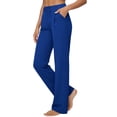 thumbnail image 4 of ctdiral Womens High Waist Straight Trousers Elastic Waist Long Pants with Pockets Solid Color Dress Pants Business Office Work Pants Blue S, 4 of 6