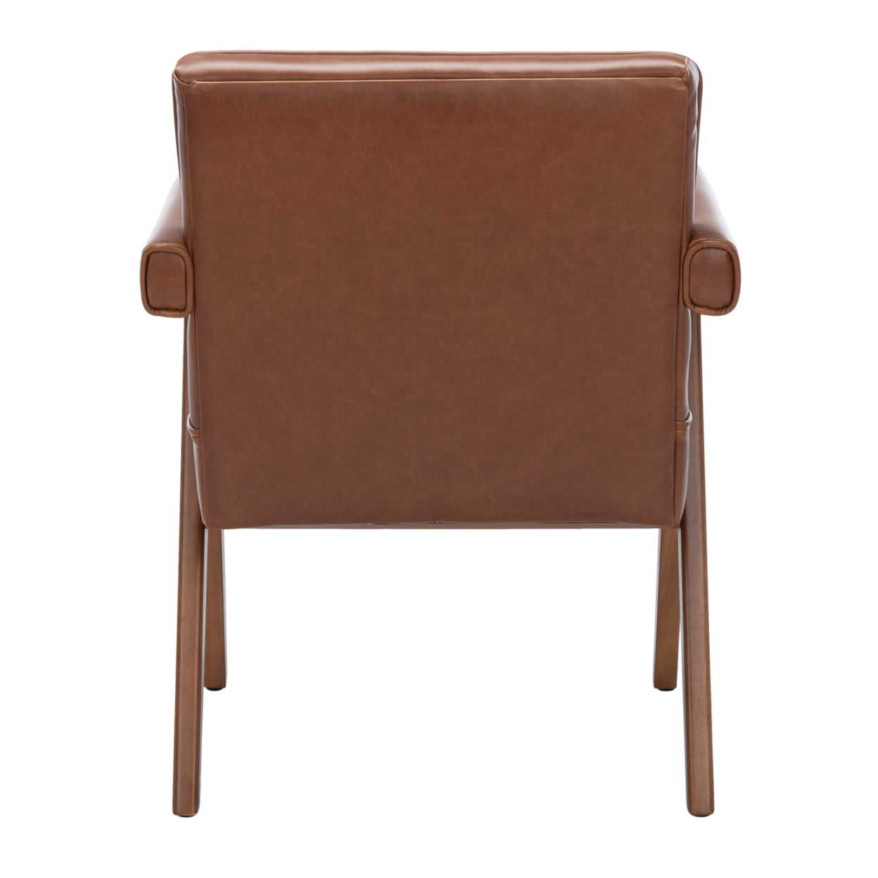 SAFAVIEH Suri Mid-Century Glam Arm Chair, Cognac Leather/Walnut