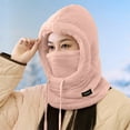 thumbnail image 5 of qolati Ski Mask Fleece Balaclava Winter Hood Mask for Women and Men Windproof Warm Fuzzy Drawstring Face Cover Hat Pink Free Size, 5 of 7